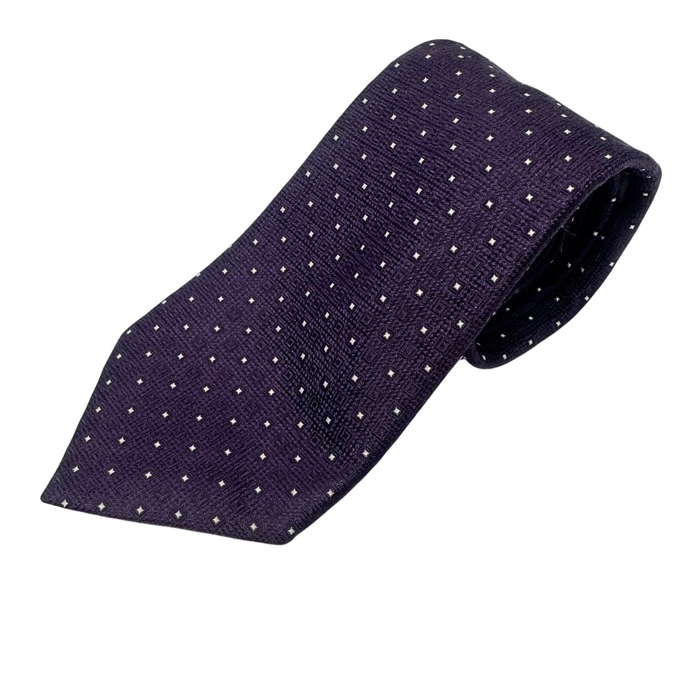 Canali Mens Purple Silk Geometric Diamond Dot Necktie Made in Italy